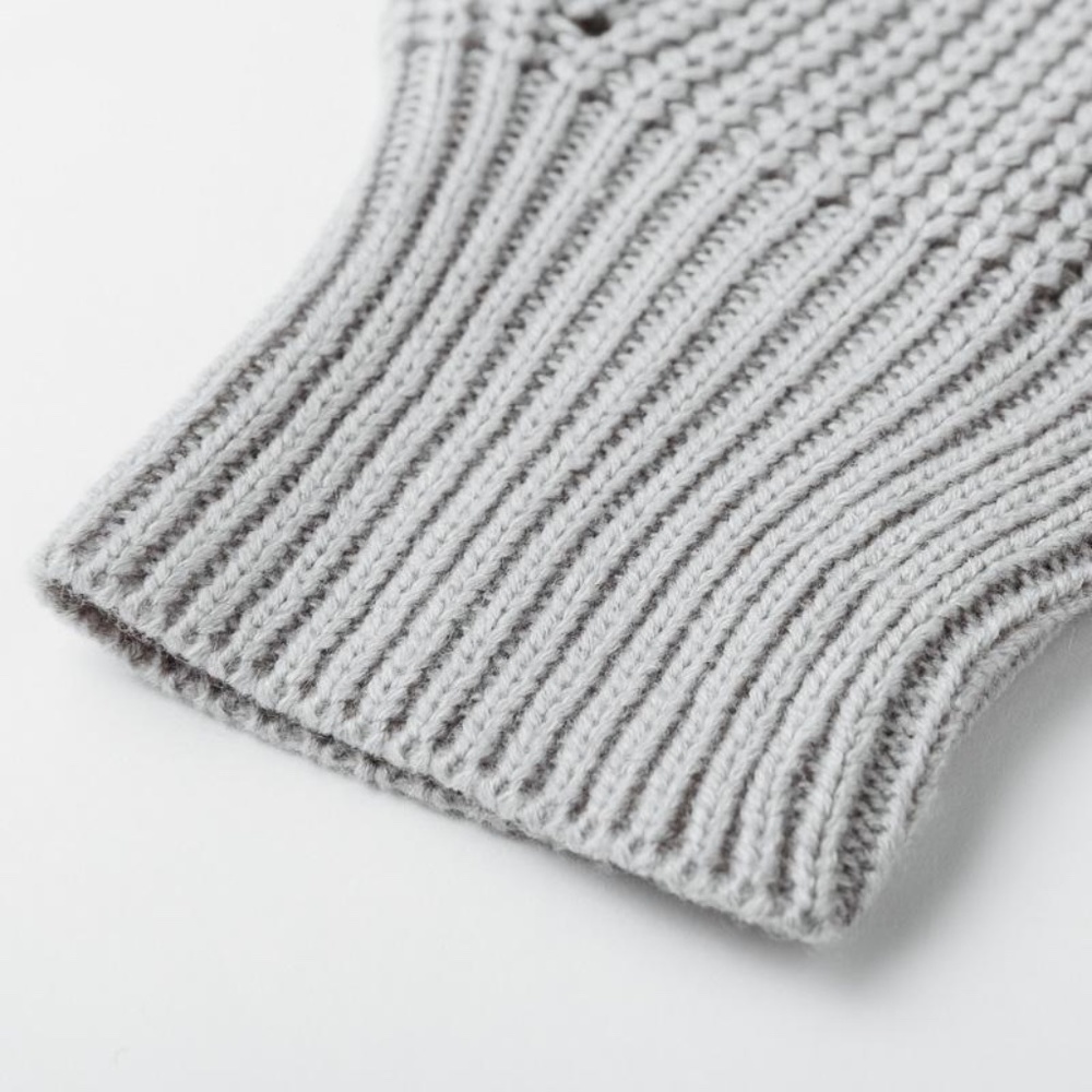 Grey Knit Button Front V-neck Cardigan - Picture 8 of 16